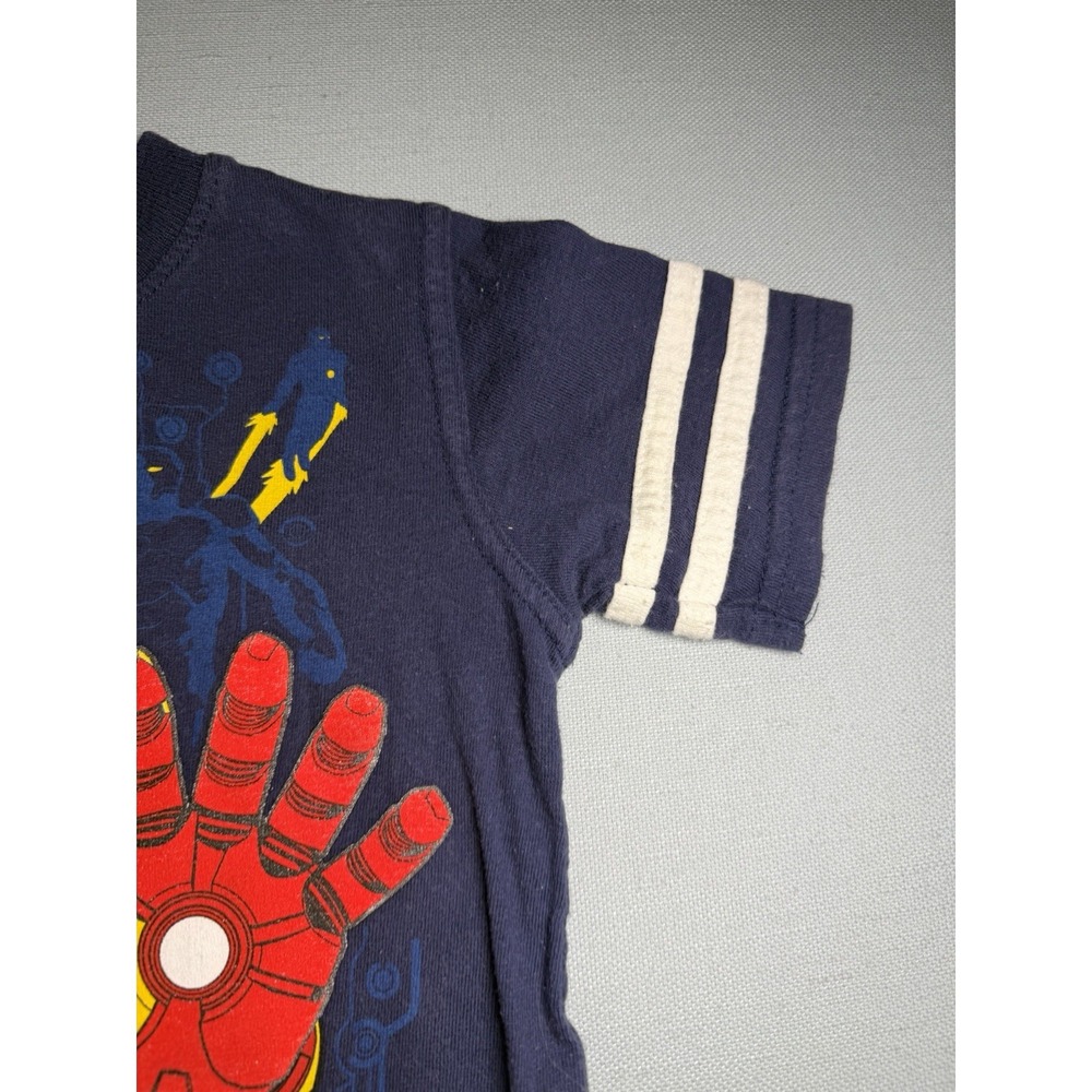 Boys 24 Months Iron Man Blue Short Sleeve Tee Shirt Tshirt Marvel 2013 - Picture 7 of 15
